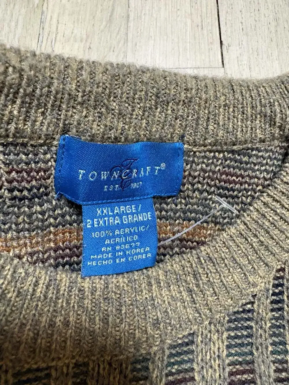 Vintage Towncraft Brown Geometric Pattern Crewneck Acrylic Sweater XXL